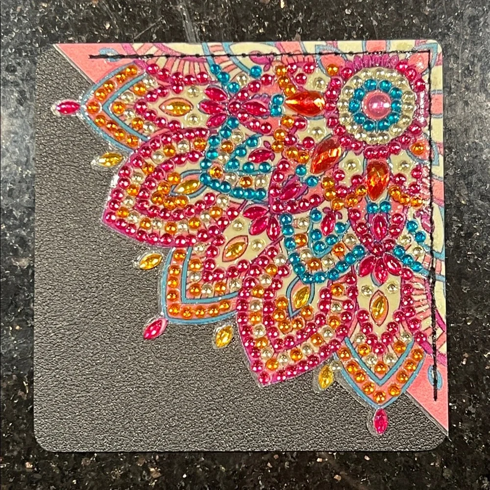 Colorful Handmade Mandala Leather like Corner Bookmark  Diamond Art
